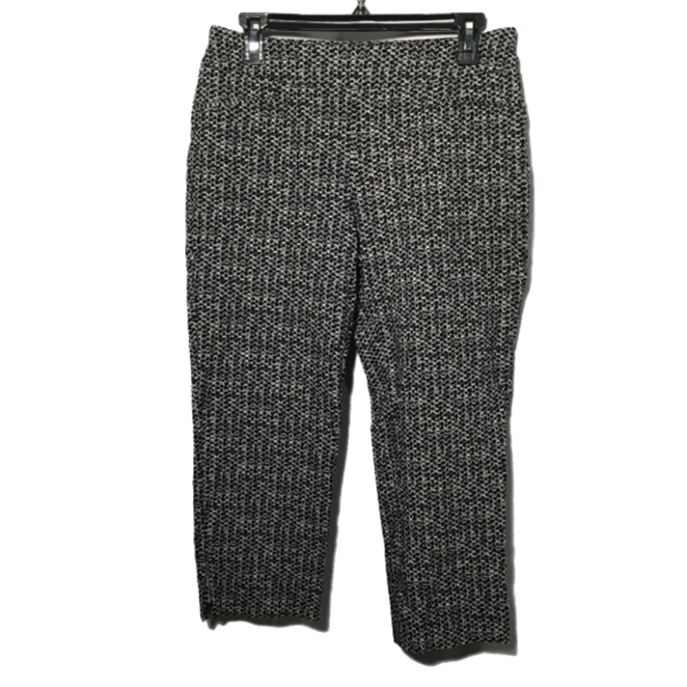 Hilary Radley Pull On All Over Pattern Black White Graphic Print Pants Size M